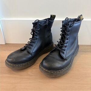 Doc Martens Kids Size 2 Black Leather Lace up Boots